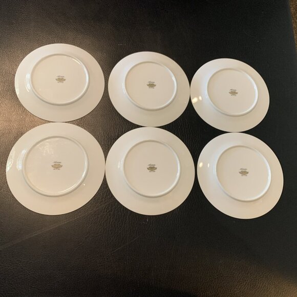 6 Noritake Toki Kaisha Dessert Luncheon Plates Green Bamboo 7.5" Japan Vintage - Picture 6 of 8